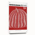 Large abstract wall art by Yayoi Kusama in vibrant colors on acrylic glass, ideal for bedroom or dining room decor.