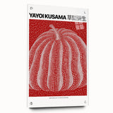 Large abstract wall art by Yayoi Kusama in vibrant colors on acrylic glass, ideal for bedroom or dining room decor.