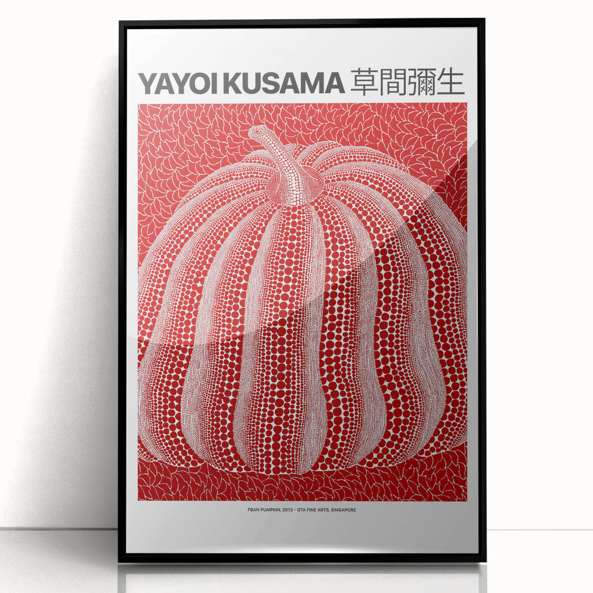 Large abstract wall art featuring polka dots in a mid-century modernist style, framed in black acrylic.