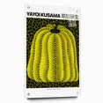 Large abstract wall art on acrylic glass depicting Yayoi Kusama's avant-garde design, ideal for bedroom or dining room decor.
