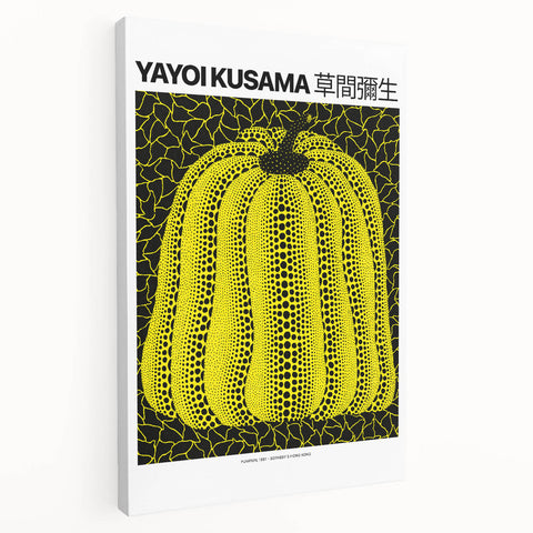 Contemporary Yayoi Kusama-inspired polka dot artwork on large stretched canvas, suitable for kitchen wall art.
