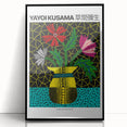 Large abstract wall art featuring polka dots and bold colors on a black acrylic frame, suitable for modern art wall decor.