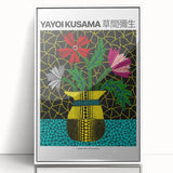 Acrylic print of a Yayoi Kusama-inspired avant-garde design in white frame, ideal for modern art wall decor.