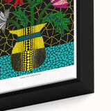Extra large black wall art featuring a textured, colorful abstract design on a framed canvas, ideal for living room decor.