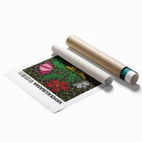 Extra large rolled print featuring a Yayoi Kusama-inspired floral design in vibrant colors.