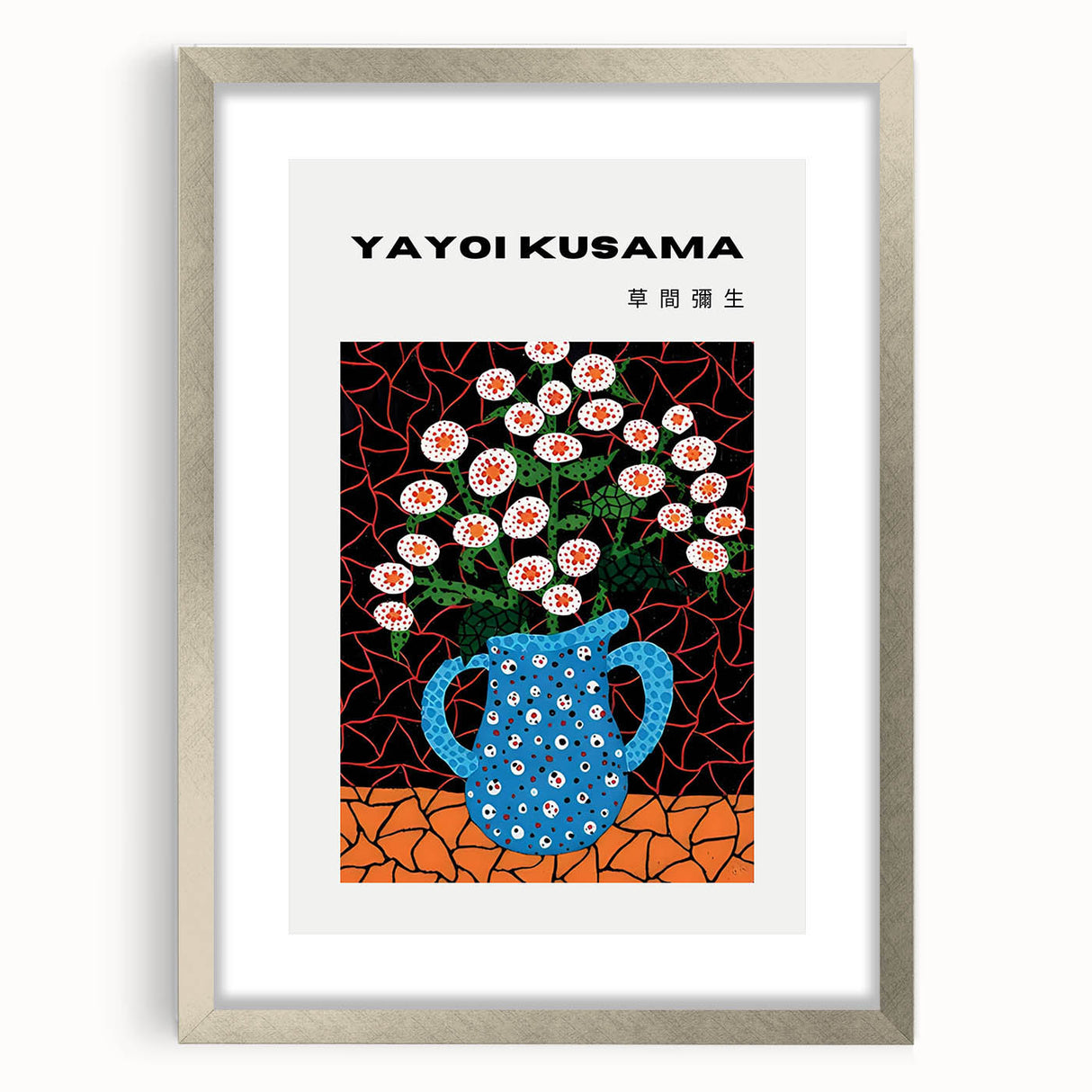 Abstract textured art print in vibrant red and white tones on a silver-framed canvas, suitable for bedroom art.