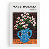 Large black and white abstract canvas depicting Yayoi Kusama’s avant-garde style, ideal for kitchen wall art.