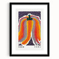 Extra large abstract art print with vibrant, colorful textures on a black framed canvas, ideal for living room decor.