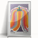 Modern art wall decor featuring a Yayoi Kusama-inspired avant-garde pattern in black and white, framed acrylic.