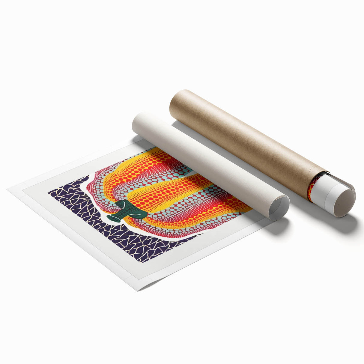 Extra large rolled print featuring a floral pattern in vibrant colors, ideal for classy bathroom wall art.
