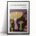 Large abstract wall art featuring a polka dot design in black and white, framed in acrylic.