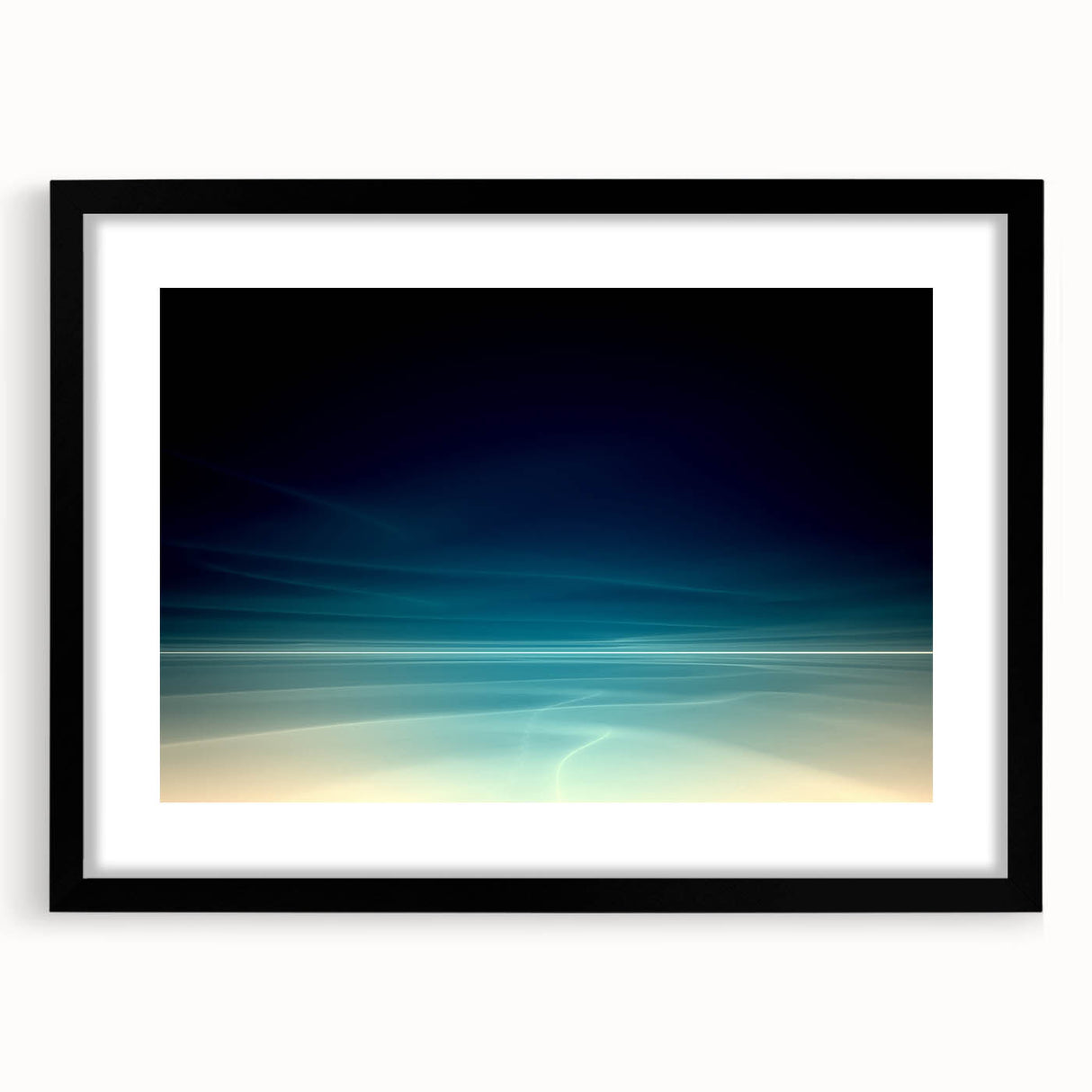 Dynamic Motion Abstract Wall Art – Modern Blue & Cream Landscape