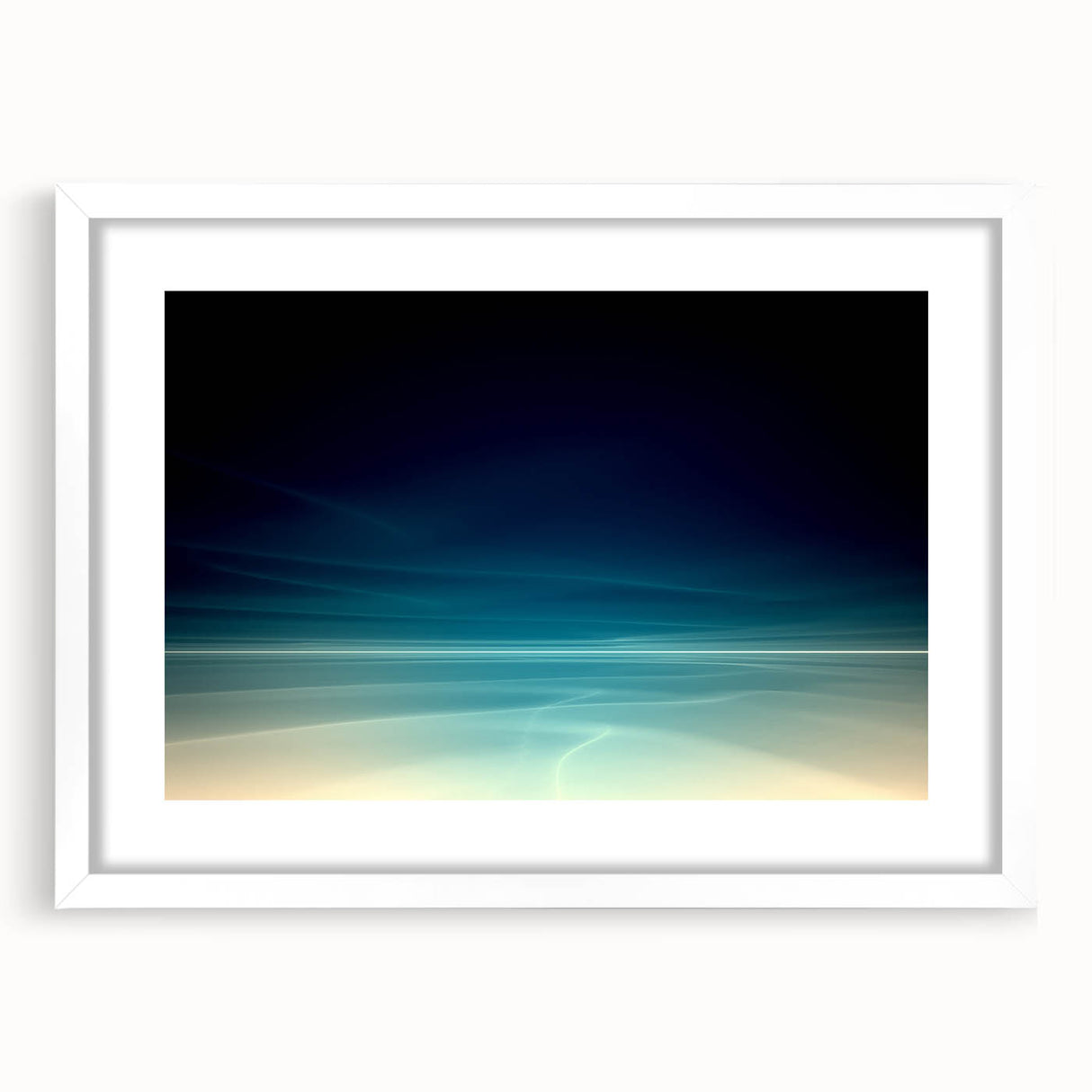 Dynamic Motion Abstract Wall Art – Modern Blue & Cream Landscape