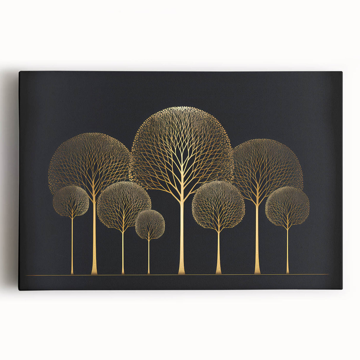 Dining Room Wall Art - Elegant Golden Tree Modern Artwork