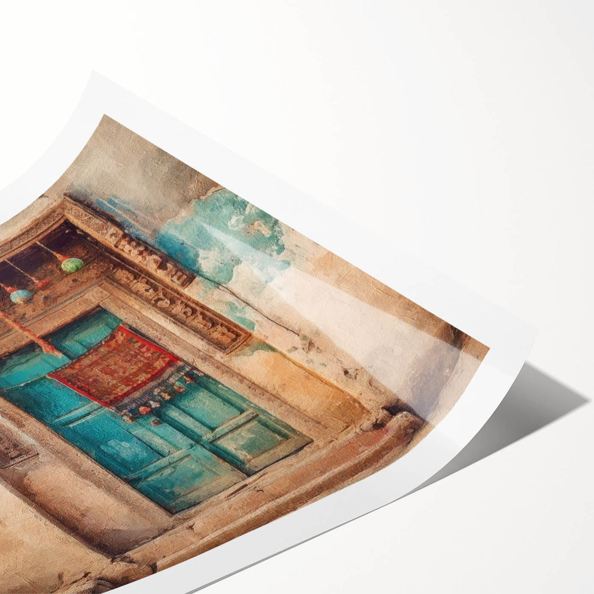 Extra large wall art featuring line art flowers and intricate floral patterns on a rolled print.