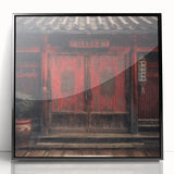 Large abstract wall art featuring a Japanese door design in black, framed in acrylic, suitable for modern art wall decor.