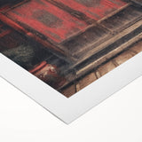 Art Deco poster of a Japanese door on rolled canvas, featuring muted earth tones, suitable for dining room wall art.