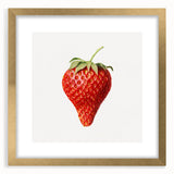 Extra large abstract art print featuring an array of textured fruits in vibrant colors, framed in gold.