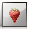 Large abstract wall art featuring assorted fruits in bold colors on a black acrylic framed print.