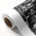 Art Deco poster featuring a stylized food and people scene in bold colors on rolled canvas, ideal for nursery wall art.