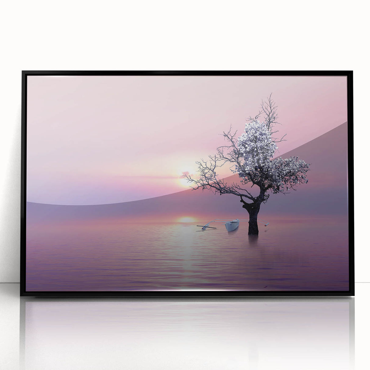 Framed acrylic wall art featuring a striking black landscape design, highlighting intricate details and vibrant colors, perfect for modern home decor.