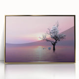 Framed acrylic artwork featuring an elegant gold design with a modern landscape, showcasing intricate details and a polished finish, ideal for contemporary decor.