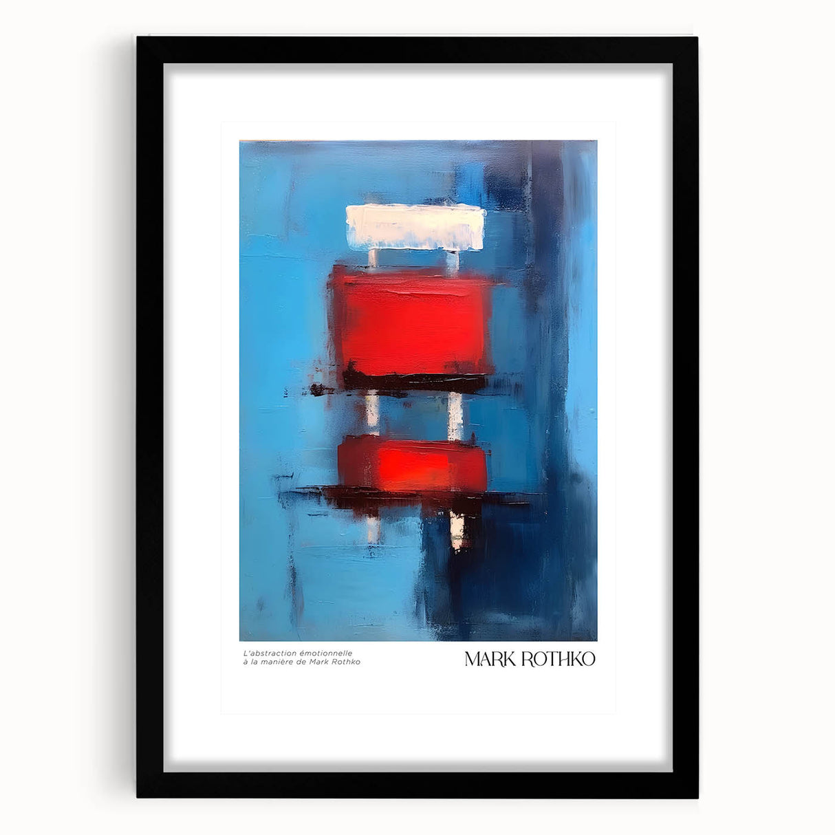 Extra large abstract art print featuring textured, colorful art in vibrant hues on a black framed canvas.