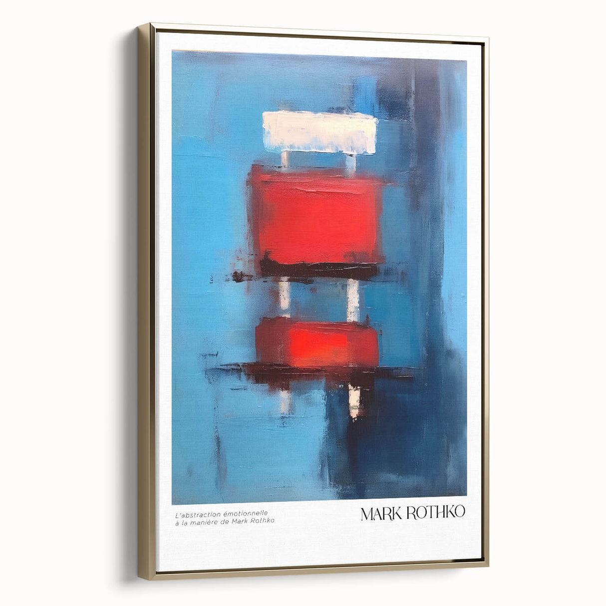 Modern abstract landscape painting in black and gold tones on framed canvas, suitable for bedroom wall art.