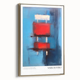Modern abstract landscape painting in black and gold tones on framed canvas, suitable for bedroom wall art.