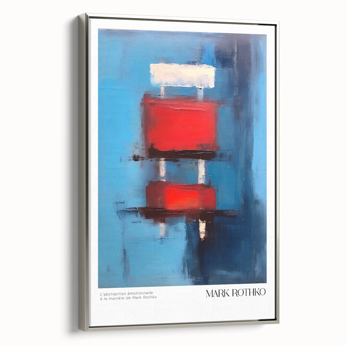 Landscape art painting featuring vibrant, Rothko-inspired color blocks on framed canvas, ideal for modern living room decor.