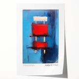 Rolled print of a Mark Rothko-inspired abstract design in soft red and orange tones, suitable for dining room wall art.