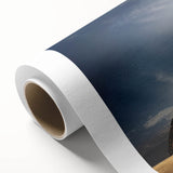 Art deco poster of an Egyptian landscape on rolled canvas, featuring muted earth tones, ideal for nursery wall art.