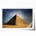 Extra large wall art featuring a vibrant sunset over an Egyptian landscape, printed on rolled canvas.