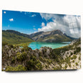 Acrylic glass wall art of an Ethiopian landscape in earth tones, suitable for bedroom or dining room decor.