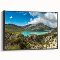 Black and white framed canvas depicting an Ethiopian landscape, ideal for bedroom wall art.