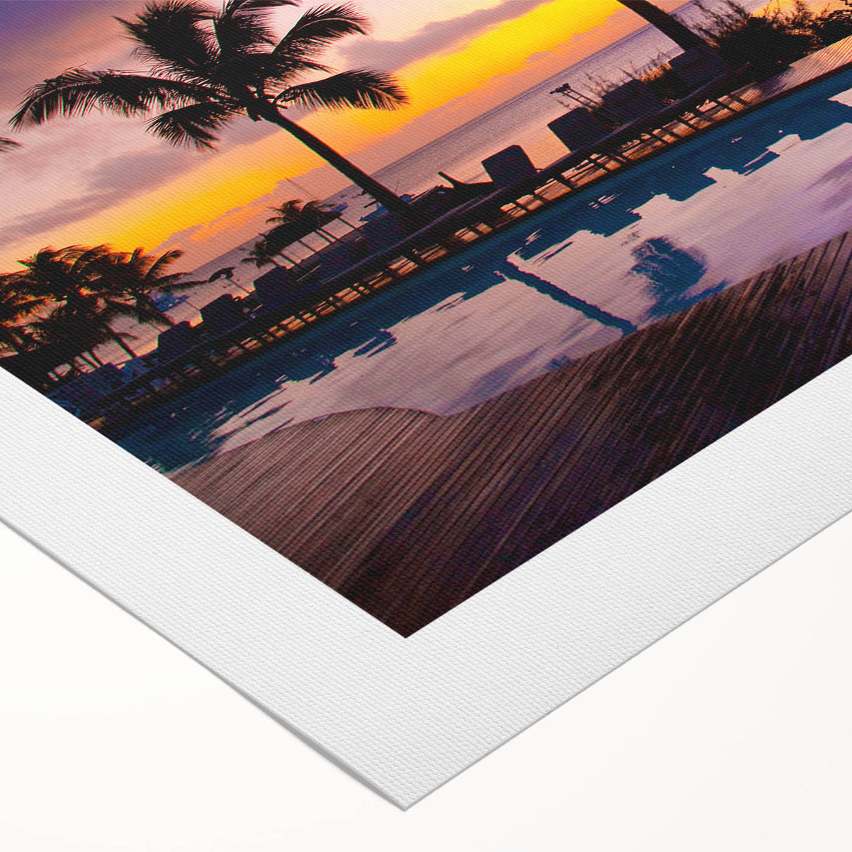 Art deco poster of a serene Mauritius landscape in soft pastel shades on rolled canvas, suitable for dining room decor.