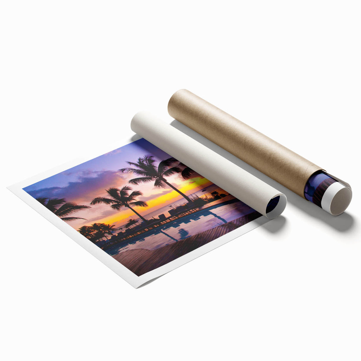 Extra large rolled print of a Mauritian landscape with vibrant floral elements.