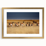 Extra large wall art depicting an abstract Namibian landscape in textured earth tones, framed in gold.