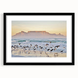 Extra large framed abstract art print depicting a colorful, textured South African landscape, ideal for living room decor.