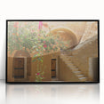 Large abstract wall art featuring a Tunisian landscape in muted earth tones, framed in black acrylic.