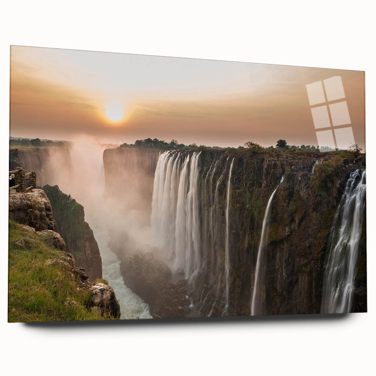 Acrylic print of a large abstract African scenery in earth tones, ideal for bedroom or dining room art.