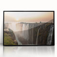 Large abstract wall art depicting a vibrant African landscape in Zambia, framed in black acrylic.