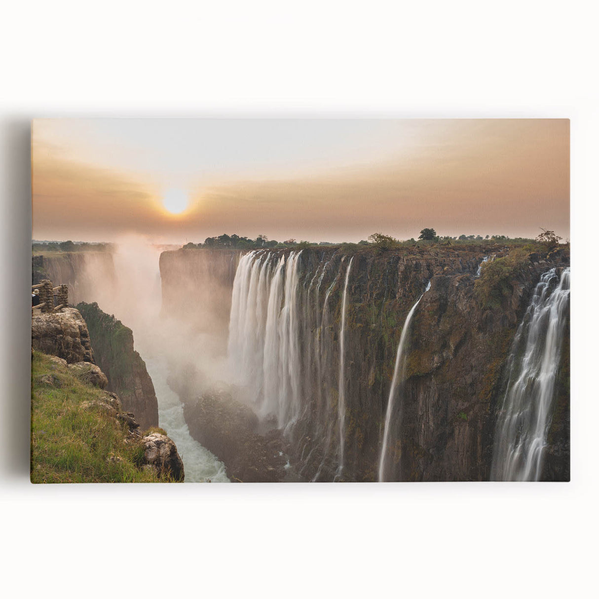 Black and white photo of an African savannah on stretched canvas, ideal for kitchen wall art.