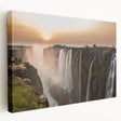 Large art depicting an African savannah scene in warm earth tones on stretched canvas, suitable for kitchen wall art.