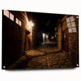 Large abstract wall art of an Asian scenery in muted earth tones, acrylic glass, ideal for bedroom or dining room decor.