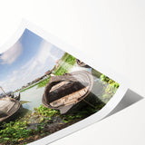 Extra large wall art featuring line art flowers in soft pastel shades on a rolled print.