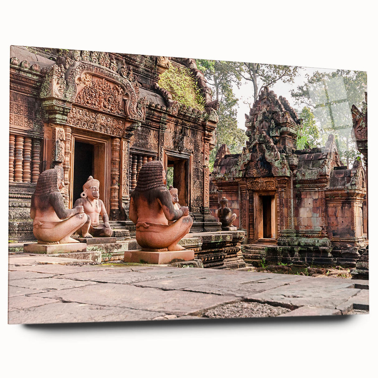 Acrylic print of a Cambodian landscape in soft earth tones, ideal for bedroom or dining room art.
