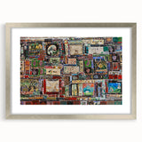 Textured abstract art print of a Georgian landscape in muted earth tones on a framed silver mat, ideal for bedroom art.