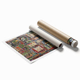 Extra large rolled print of a serene Georgian landscape with vibrant green and floral elements.