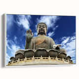 Framed canvas of vintage poster art featuring the Hong Kong skyline in vibrant colors, ideal for living room decor.